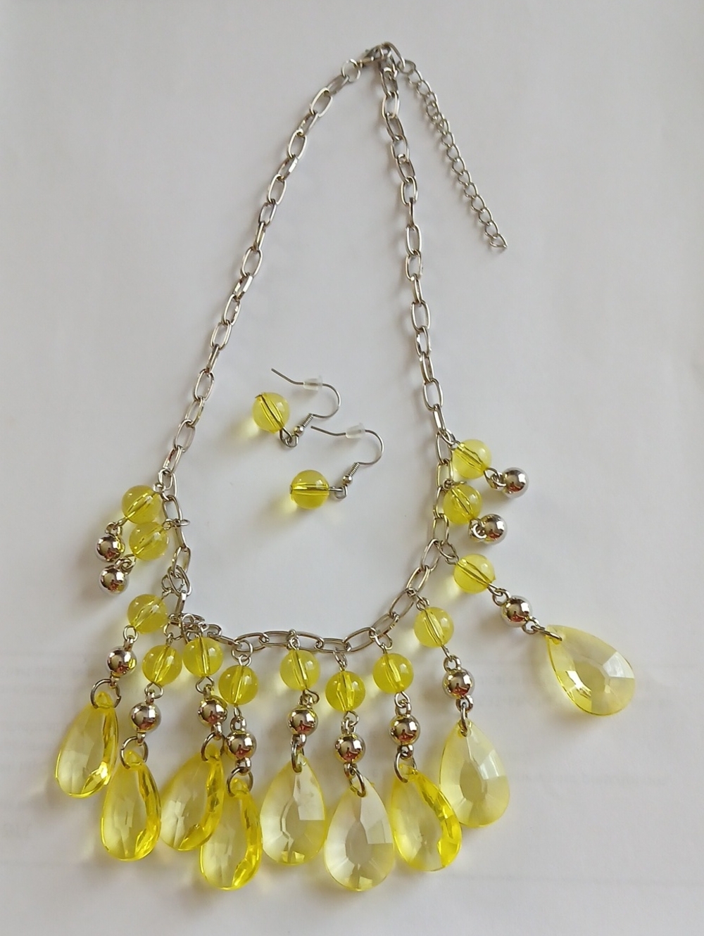 Paparazzi-Yellow Teardrop Necklace & Earring Set